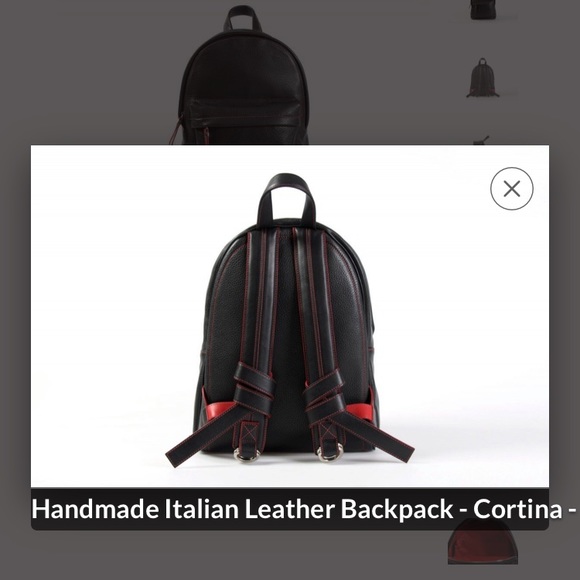 NWOT Borlino black Italian leather backpack - Picture 2 of 7